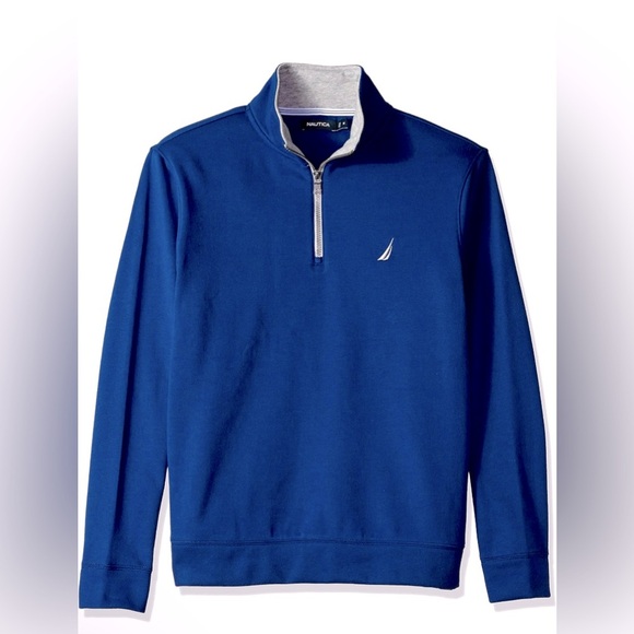 NEW NAUTICA Men's Solid 1/4 Zip Fleece Sweatshirt - Picture 1 of 1